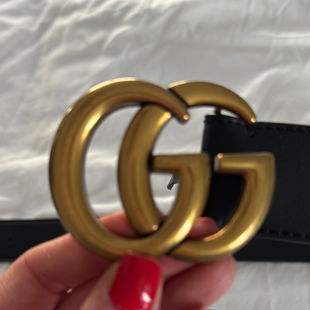 Gucci Black Belt with Gold GG Buckle